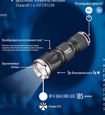 Ручной светодиодный фонарь Uniel от батареек 185 лм P-ML071-BB Black 05722 1