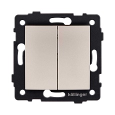 Выключатель 2-клавишный 10А/250В, изогнутый, золотой Kollinger REA-R-007GD для Aspekt, Eleganz, Reflex