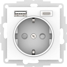 Розетка 2К+З/2хUSB Systeme Electric AtlasDesign 16A 250V Type A+С белая ATN000132