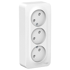 Розетка тройная 2К Systeme Electric Blanca 16A 250V со шторками белая BLNRA001311