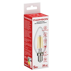 Лампа светодиодная филаментная Thomson E14 5W 4500K свеча прозрачная TH-B2066 1