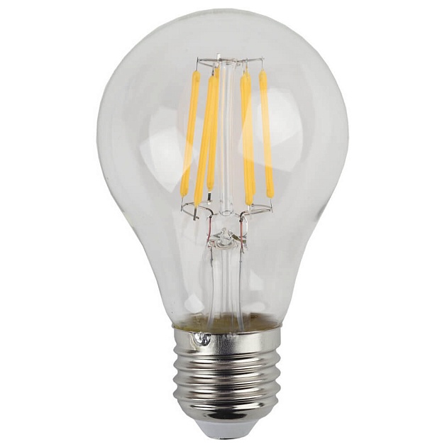 Лампа светодиодная филаментная ЭРА E27 7W 4000K прозрачная F-LED A60-7W-840-E27 Б0019013 фото 