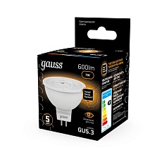 Лампа светодиодная Gauss GU5,3 7W 3000K прозрачная 101505107 3