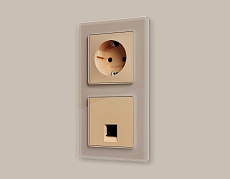 Комплект механизма компьютерной розетки AMBRELLA VOLT ALFA Шампань RJ-45(8P8C) CAT6 с шторкой QUANT (AP6120, VM188) MA612010 3