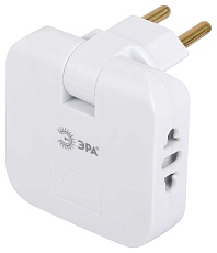 Разветвитель электрический ЭРА SPF-2-FL-USBC поворотный на 2 розетки + 2USB A+C 10А белый Б0069090 3