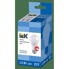 Лампа светодиодная IEK E27 13W 6500K матовая LLE-A60-13-230-65-E27 1