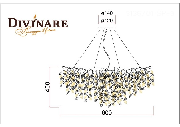 Подвесная люстра Divinare Salice 3136/01 SP-8 изображение 2 Подвесная люстра Divinare Salice 3136/01 SP-8 Фото № 2