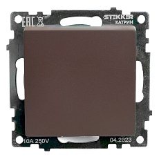 Переключатель перекрестный одноклавишный Stekker Катрин шоколад GLS10-7110-04 49180
