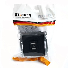 Розетка 2хUSB Stekker Катрин черный GLS10-7115-05 39616 3