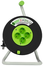 Удлинитель силовой ЭРА GREEN LINE KAT-2x1.5-50m Greenline на катушке пластик 4 розетки без заземления 50м ПВС 2x1.5мм2 Б0065097 1