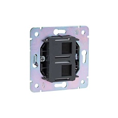 Розетка ROUND компьютерная двойная RJ45+RJ45 кат6 с/у оникс KRANZ KR-78-0725-3 2