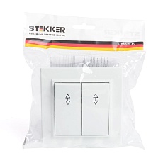 Переключатель двухклавишный Stekker Эрна белый PSW10-9005-01 39919 3