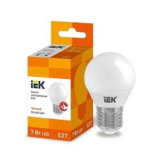 Лампа светодиодная IEK E27 7W 3000K матовая LLE-G45-7-230-30-E27