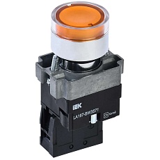 Кнопка управления LA167-BW3571 d=22мм RC 1з с подсветкой желтая IEK BBT20-BW3571-1-12-67-K05