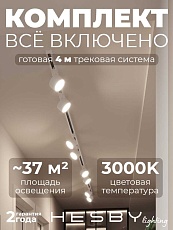 Накладная однофазная трековая система Hesby Lighting Skylite №13 со светильниками HSBL_kompl_S013_NI4W3K
