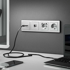 Накладка для розетки USB Werkel cеребряный рифленый W1179509 4690389159848 1