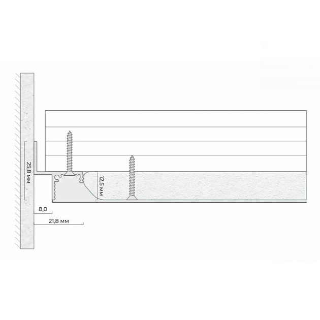 Безрамный теневой профиль FerGipps белый ТП 8 УТ000002548 Фото № 2