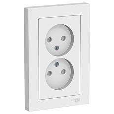 Розетка двойная 2К Systeme Electric AtlasDesign 16A 250V со шторками белая ATN000122