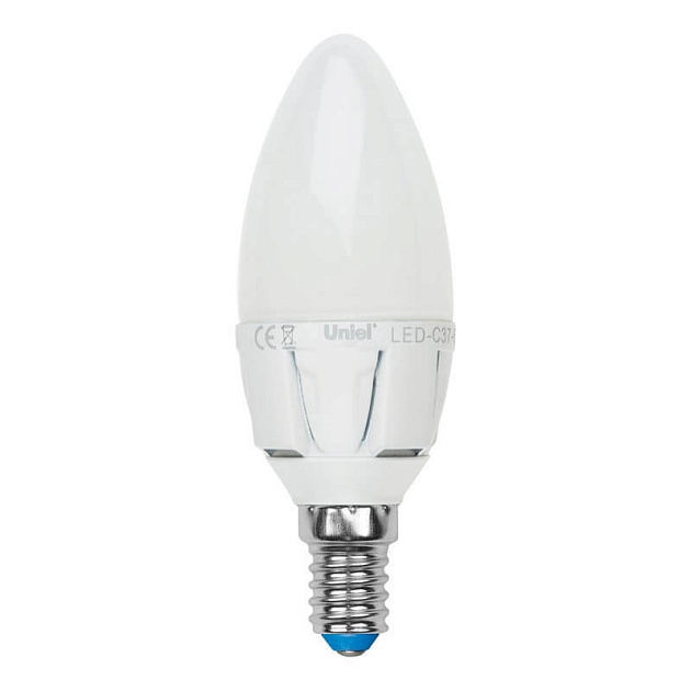 Лампа светодиодная Uniel E14 7W 3000K матовая LED-C37 7W/WW/E14/FR PLP01WH UL-00002413 фото 
