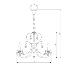 Подвесная люстра Eurosvet Alda 3305/5 латунь/прозрачный хрусталь Strotskis a072114 1