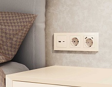 Комплект механизма розетки AMBRELLA VOLT ALFA Бежевый матовый 2USB A+C 20W (быстрая зарядка) QUANT (AP3310, VM177) MA331010 2