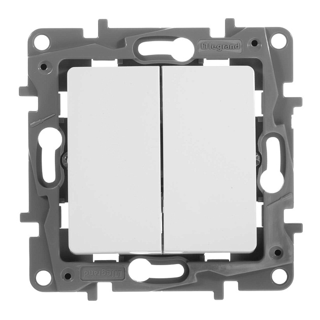 Переключатель двухклавишный Legrand Etika 10A 250V белый 672212 изображение 2 Переключатель двухклавишный Legrand Etika 10A 250V белый 672212 Фото № 2
