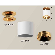 Комплект накладного светильника Ambrella light Techno Spot XS7401121 SWH/PYG белый песок/золото желтое полированное (N7929, C7401, N7034) 1
