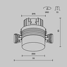 Встраиваемый светодиодный светильник Maytoni Technical Nude DL065-12W3K-TRS-W 1
