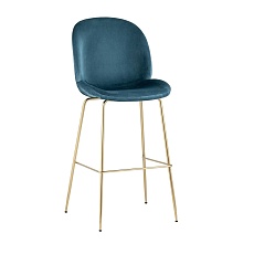 Барный стул Stool Group Турин со спинкой велюр маренго золотые ножки 8329C VELVET BLUE