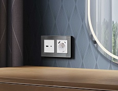 Комплект механизма розетки AMBRELLA VOLT ALFA Белый матовый 2USB A+C 20W (быстрая зарядка) QUANT (AP1310, VM177) MA131010 3