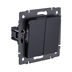 Выключатель 2-клавишный 10А/250В, черный матовый Kollinger REA-S-007BM для Aspekt, Eleganz, Reflex 1