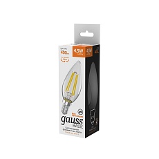 Лампа светодиодная филаментная Gauss E14 4,5W 2700К прозрачная 1031115 1