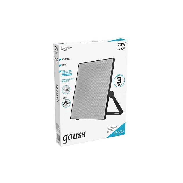 Прожектор светодиодный Gauss Evo 70W 6500К 687511370 изображение 2 Прожектор светодиодный Gauss Evo 70W 6500К 687511370 Фото № 2