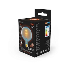 Лампа светодиодная диммируемая филаментная Gauss E27 5W 1800K синяя 1013802105 4