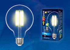 Лампа светодиодная филаментная Uniel E27 15W 3000K прозрачная LED-G95-15W/3000K/E27/CL PLS02WH UL-00004864 1