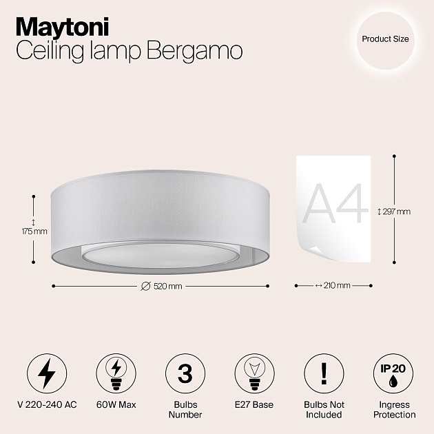 Потолочный светильник Maytoni Bergamo MOD617CL-04GR Фото № 2