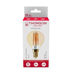 Лампа светодиодная филаментная Thomson E14 9W 2400K шар прозрачная TH-B2123 1