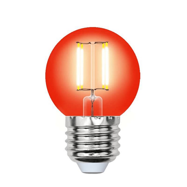 Лампа светодиодная филаментная Uniel E27 5W красная LED-G45-5W/RED/E27 GLA02RD UL-00002986 фото 