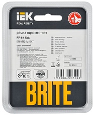 Рамка 1-постовая IEK Brite РУ-1-1-БрА алюминий BR-M12-M-K47 2