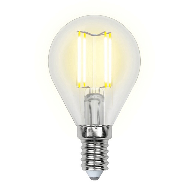 Лампа светодиодная филаментная Uniel E14 6W 3000K прозрачная LED-G45-6W/WW/E14/CL GLA01TR UL-00002201 фото 