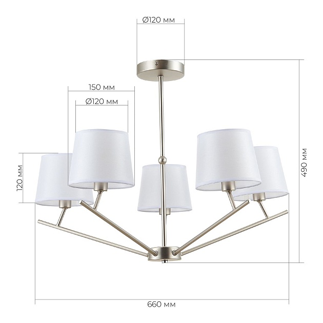 Потолочная люстра Evoluce Denice SLE300102-05 изображение 2 Потолочная люстра Evoluce Denice SLE300102-05 Фото № 2