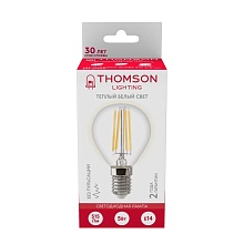 Лампа светодиодная филаментная Thomson E14 5W 2700K шар прозрачная TH-B2081 3