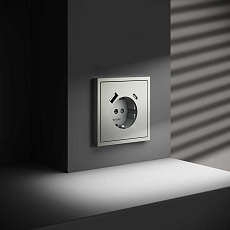 Розетка встраиваемая Voltum S70 с заземлением и защитными шторками, 16А, с USB, A+С, (сталь) VLS040505 2