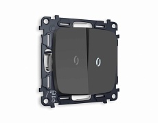 Комплект механизма 2-кл проходного выключателя AMBRELLA VOLT с подсветкой 5600K OMEGA Графит мягкое касание QUANT (OP9040, VM120, G25W) MO904035