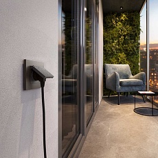 Розетка влагозащищенная с заземлением с защитной крышкой и шторками Werkel N графит рифленый W1171204 4690389213076 2