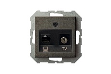 Розетка RJ45/TV Liregus Epsilon антрацит 28-113 2