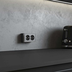 Розетка двойная с заземлением Werkel Gallant графит рифленый W5072104 4690389164675 1