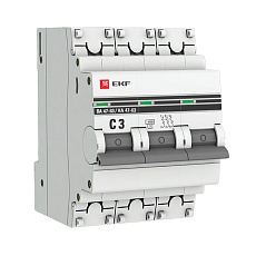 Автоматический выключатель 3P 3А (C) 4,5kA ВА 47-63 EKF PROxima mcb4763-3-03C-pro