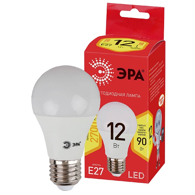 Лампа светодиодная ЭРА E27 12W 2700K матовая LED A60-12W-827-E27 R Б0050197 фото 2