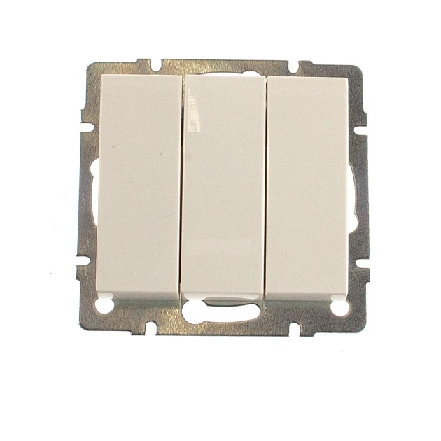 Выключатель тройной Lezard Rain кремовый 703-0388-109 Фото № 1